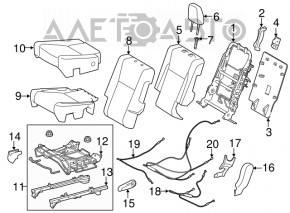 Rândul din spate al scaunelor, al treilea rând, pentru Toyota Highlander 14-16, este tapițat cu material textil de culoare gri închis.