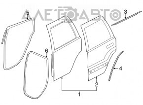 Ușa din spate dreapta asamblată Jeep Grand Cherokee WK2 11-21 negru PXJ, mâner