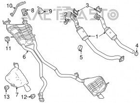 Colector de evacuare stânga cu catalizator pentru Jeep Grand Cherokee WK2 16-17 3.6, pentru 1 conductă, pentru 2 conducte.