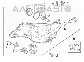 Far stânga față Toyota Rav4 13-15, gol, nou, neoriginal.