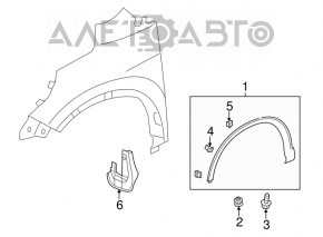 Capacul aripii din față stânga Honda CRV 12-16 are fixările rupte și găuri de găurit.