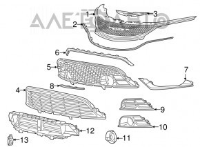 Grila inferioară a bara de protecție față dreapta Chrysler 200 15-17, material nou, neoriginal