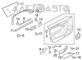 Capacul ușii, cartela frontală stânga Audi Q5 8R 09-17 negru cu inserție maro.