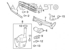 Rezervorul de spălare a parbrizului Toyota Sienna 11-20 cu capac, fără senzor.