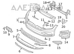 Grila de protecție a bara de protecție față dreapta pentru VW Jetta 19- nou aftermarket