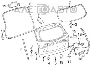 Amortizorul ușii portbagajului dreapta Toyota Highlander 14-19 electric.