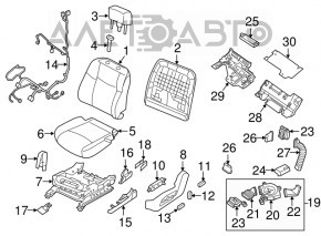 Scaunul șoferului Nissan Murano z52 15- fără airbag, electric, tapițerie neagră, uzată.