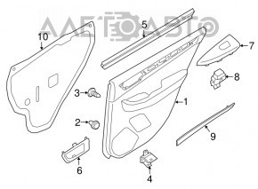 Capacul usii card spate dreapta Subaru Legacy 15-19 piele, negru, insertie argintie.