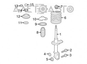 Suportul amortizorului asamblat, față stânga, Subaru Legacy 15-19, ruginit.