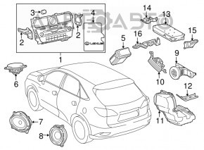 Динамик дверной передний левый Lexus RX350 RX450h 16-22