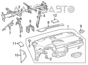 Panoul frontal al torpilei fără AIRBAG Lexus RX350 16-22 negru.