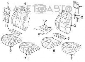 Scaun pasager Jeep Cherokee KL 14-18 fără airbag, manual, material textil negru, necesită curățare chimică.