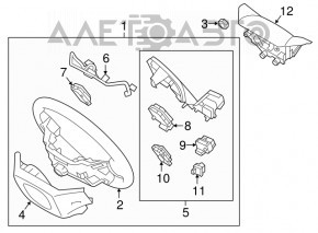 Volan gol Hyundai Santa FE Sport 13-16 pre-restilizare, piele, negru, defecte la fixare, zgârieturi.