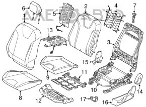 Scaun de pasager Ford Focus mk3 15-18 restilizat, fără airbag, manual, material textil gri