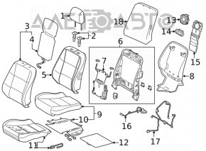 Scaun de pasager pentru Lexus ES300h ES350 13-18 fără airbag, electric, piele neagră, deteriorat.