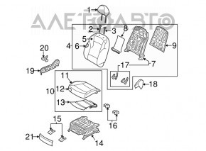 Scaun de pasager Hyundai Sonata 11-15 fără airbag, manual, piele gri închis, de curățat chimic