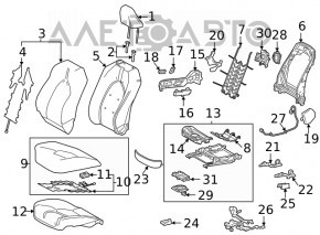 Scaunul pasagerului Toyota Camry v70 18- fără airbag, negru combinat.