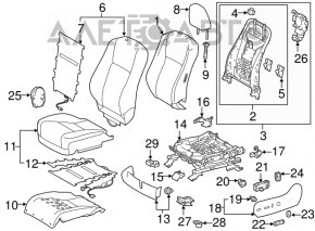 Scaun șofer Toyota Highlander 14-19 fără airbag, electric, piele gri, crăpat.