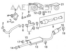 Silencerul din spate cu teava pentru Toyota Highlander 14-16 3.5 este indoit.