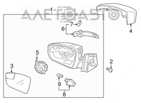 Зеркало боковое левое Ford Focus mk3 15-18 рест usa 5 пинов, поворотник, черное