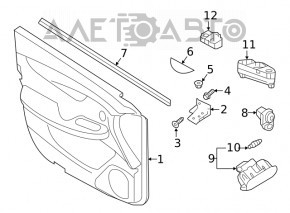 Capacul ușii, cartela din față dreapta Infiniti QX50 19- BOSE, neagră, crom lucios, potrivit pentru curățare chimică.