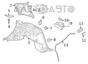 Capac spate stânga Infiniti QX50 19- spate, sub difuzor, gri.