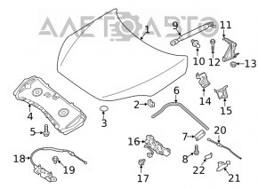 Capota goala Infiniti QX50 19- aluminiu nou original OEM