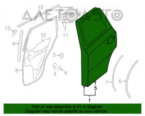 Ușa goală din spate dreapta pentru Nissan Pathfinder 13-20 cu ornamente cromate