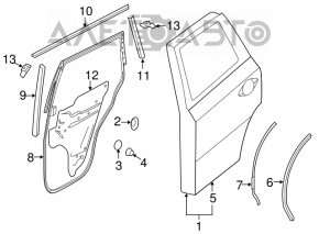 Ușa goală din spate dreapta pentru Nissan Pathfinder 13-20 cu ornamente cromate