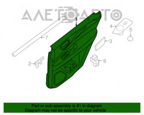 Capacul usii spate dreapta Nissan Pathfinder 13-20 negru cu insertie neagra, material textil, cotiera textila, zgarieturi