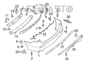 Suportul drept al barei spate Nissan Pathfinder 13-20 are ghidaje rupte.