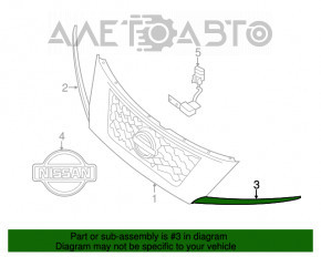 Moldura bara de protecție față stânga Nissan Pathfinder 13-16 pre-restilizare crom nou OEM original