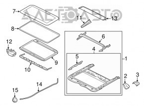 Panorama frontală completă pentru Nissan Pathfinder 13-20, gri, cu zgârieturi, plastic rupt