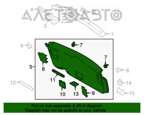 Capacul portbagajului inferior al usii Subaru Outback 15-19