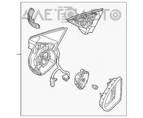 Зеркало боковое левое VW Jetta 19- 5+2 пинов, BSM, подогрев, черное, разбит корпус