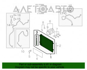 Radiatorul condensatorului de aer condiționat VW CC 08-17 are celulele sparte