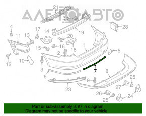 Moldura bara spate centrala VW CC 13-17 restaurata, crăpată, zgâriată.