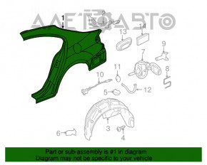 Aripa spate dreapta VW CC 08-17, negru, cu lovituri, pe caroserie.