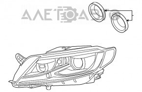 Фара передняя правая VW CC 13-17 в сборе рест ксенон led