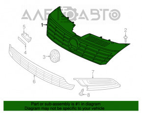 Решетка радиатора grill VW CC 13-17 рест, с эмблемой, вздулся хром, песок