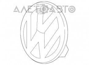 Emblema grilei radiatorului VW CC 13-17, restaurată, suportul rupt, nisip, fisuri