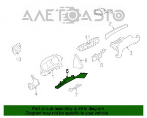 Накладка колени водителя Nissan Rogue 14-20 черная, тип 1