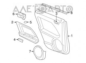 Capacul ușii din spate dreapta a Jeep Compass 11-16, bej cu inserție de plastic bej, cotier din plastic, fixare ruptă