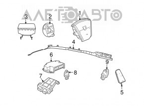 Perna de siguranță airbag, cortina laterală stânga Jeep Compass 11-16, cartuș ruginiu.