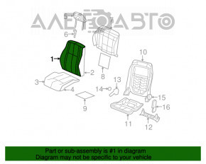 Scaun de pasager Jeep Compass 11-16 fără airbag, manual, material textil bej.