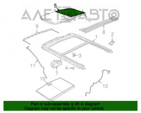 Geam asamblat Jeep Compass 11-16, perdea gri, pentru curățare.