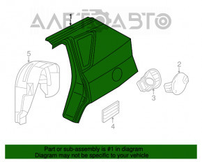 Aripa spate dreapta a Jeep Compass 11-16, albastră.