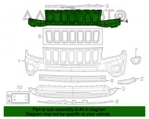 Grila radiatorului Jeep Compass 11-16 neagră, fără inserții, nouă, neoriginală.