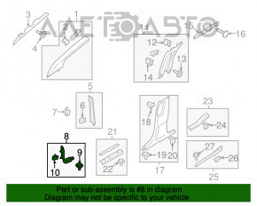 Capacul amortizorului din față dreapta inferioară Ford Edge 15- negru, crăpat.