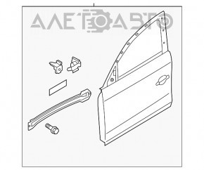 Дверь голая передняя левая Audi A4 B8 08-16 черный LY9B тычки, крашена